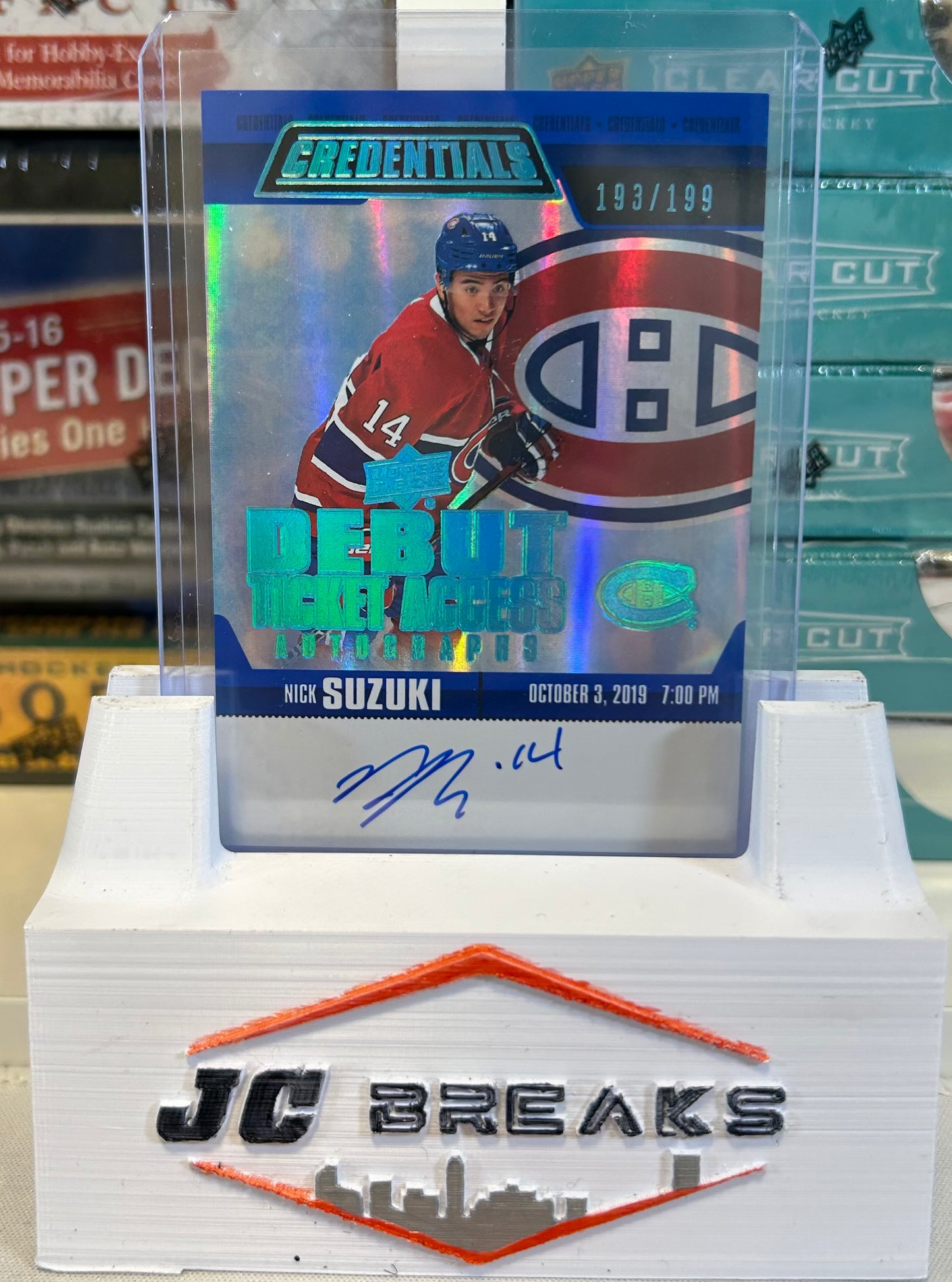 2019-20 UD CREDENTIALS DEBUT TICKET ACCESS AUTO NICK SUZUKI *ROOKIE* #193/199
