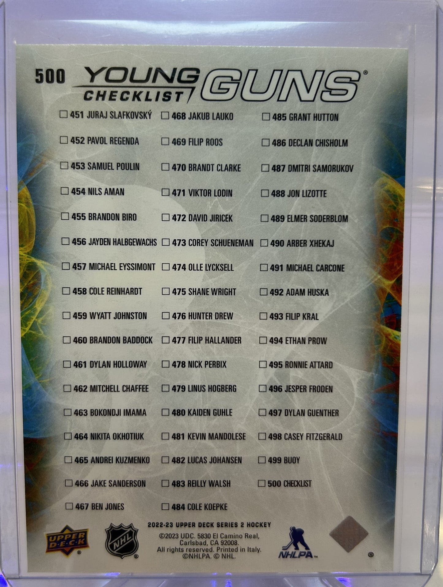 Young Guns Checklist 451-500 #500